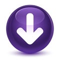 Download arrow icon glassy purple round button