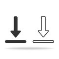 Download arrow icons in black and white. Bold and linear style. Vector EPS 10 Royalty Free Stock Photo