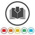 Download book ring icon, color set