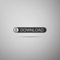 Download button with arrow icon isolated on grey background. Upload button. Load symbol. Flat design. Vector