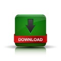 Download button with arrow and red tape Royalty Free Stock Photo