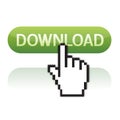 Download button with cursor hand Royalty Free Stock Photo