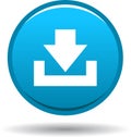 Download button web icon blue Royalty Free Stock Photo