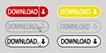 Download Buttons icon for websites. Set of internet Download buttons. Kit of red, yellow, white and shiny download buttons. Vector Royalty Free Stock Photo