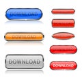 Download buttons. Web glass colored 3d icons Royalty Free Stock Photo