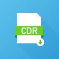 Download CDR button on laptop screen. Downloading document concept. File with CDR label and down arrow sign. Vector illustration. Royalty Free Stock Photo