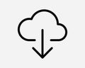 Download Cloud Icon. Data Storage Network Database Web Server. Black White Outline Arrow Sign Symbol EPS Vector