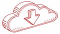 Download cloud icon, representing data transfer, file download, and cloud computing service vector design Generative AI