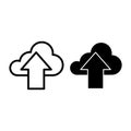 Download in cloud line and glyph icon. Cloud with arrow sign vector illustration isolated on white. Data outline style Royalty Free Stock Photo