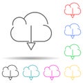 Download from cloud multi color set icon. Simple thin line, outline vector of web icons for ui and ux, website or mobile Royalty Free Stock Photo