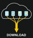 Download. Cloud technology concept.