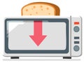 Download concept illustration with a bread slice going into a toaster kitchen appliance Royalty Free Stock Photo