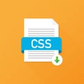 Download CSS button. Downloading document concept. File with CSS label and down arrow sign. Vector illustration. Royalty Free Stock Photo