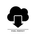 Download data from cloud based storage black glyph icon