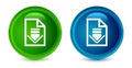 Download document icon artistic shiny glossy blue and green round button set Royalty Free Stock Photo