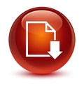 Download document icon glassy brown round button Royalty Free Stock Photo