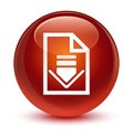 Download document icon glassy brown round button Royalty Free Stock Photo