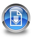 Download document icon glossy blue round button Royalty Free Stock Photo