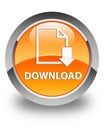Download (document icon) glossy orange round button Royalty Free Stock Photo