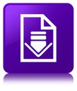 Download document icon purple square button Royalty Free Stock Photo