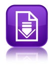 Download document icon special purple square button Royalty Free Stock Photo