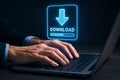 Download downloading file transfer internet speed data connection technology computing software application system Royalty Free Stock Photo
