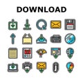 download file computer data icons set vector Royalty Free Stock Photo