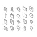 download file computer data isometric icons set vector Royalty Free Stock Photo
