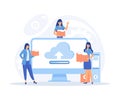 Download file concept. Cloud service and information exchange on Internet. Progress, modern technologies and digital world Royalty Free Stock Photo