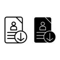 Download file line and glyph icon. Folder with arrow vector illustration isolated on white. Document outline style Royalty Free Stock Photo