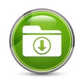 Download files icon elegant green round button vector illustration