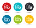 Download files icon flat round button set illustration design