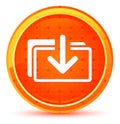 Download files icon natural orange round button Royalty Free Stock Photo