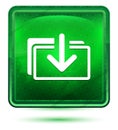 Download files icon neon light green square button Royalty Free Stock Photo