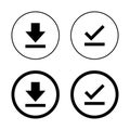 Download and finish icon vector. Downloaded and completed sign symbol