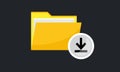 Download folder document icon, file button. flat vector data archive simbol illustration isolated web element Royalty Free Stock Photo
