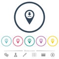 Download GPS map location flat color icons in round outlines