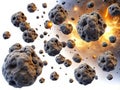 Flying Asteroids Isolated On A White Background Royalty Free Stock Photo