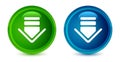 Download icon artistic shiny glossy blue and green round button set Royalty Free Stock Photo