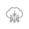 Download icon with a cloud, line vector Royalty Free Stock Photo