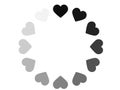 Download icon consisting of twelve black hearts