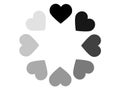 Download icon consisting of eight black hearts