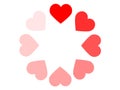 Download icon consisting of eight red hearts