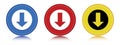 Download icon flat round button set illustration Royalty Free Stock Photo