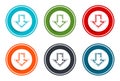 Download icon flat vector illustration design round buttons collection 6 concept colorful frame simple circle set Royalty Free Stock Photo