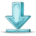 Download Icon Hand Drawn Style Arrow Indicating Downloading Process Royalty Free Stock Photo