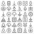 Download Icon Set on White Background. Line Style Vector Royalty Free Stock Photo