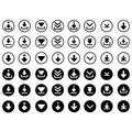 Download icon vector set. Upload button illustration collection. Load symbol or logo. Royalty Free Stock Photo