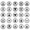 Download icon vector set. Upload button illustration collection. Load symbol or logo. Royalty Free Stock Photo