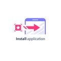 Download and install application on smartphone, online service access